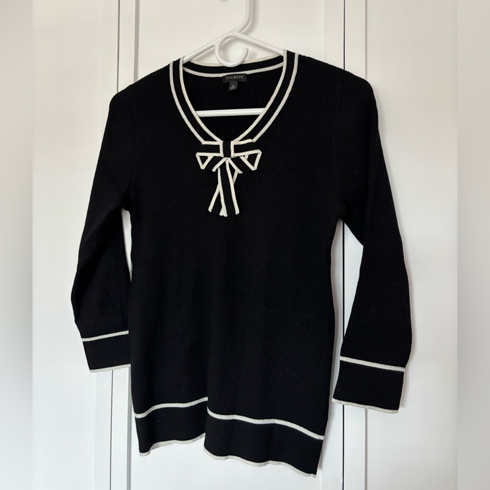 Talbots black sweater with bow accent